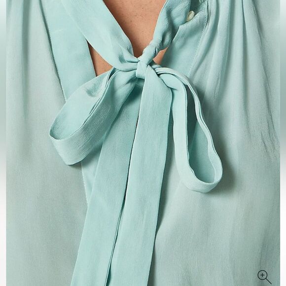 J. Crew Tie-neck blouse‎ in crepe de chine black satin size 2 - Picture 7 of 7